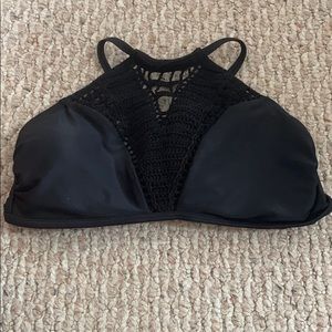 Black High Crochet Neck Bikini Top